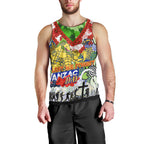 Personalised Eels ANZAC Day Men Tank Top Aboriginal Rising Sun