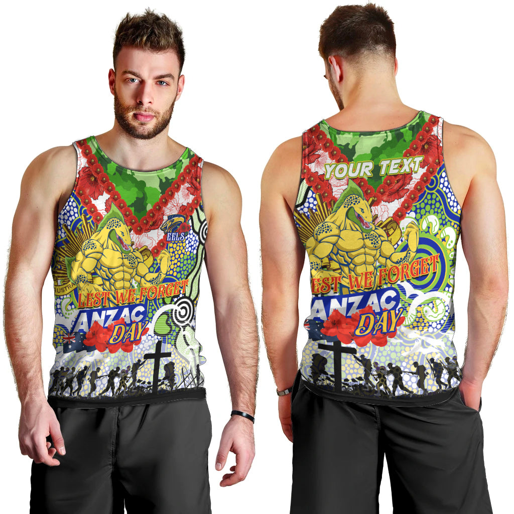 Personalised Eels ANZAC Day Men Tank Top Aboriginal Rising Sun