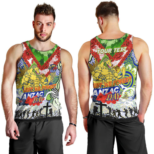 Personalised Eels ANZAC Day Men Tank Top Aboriginal Rising Sun