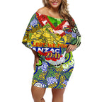 Personalised Eels ANZAC Day Off Shoulder Short Dress Aboriginal Rising Sun