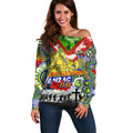 Personalised Eels ANZAC Day Off Shoulder Sweater Aboriginal Rising Sun