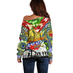 Personalised Eels ANZAC Day Off Shoulder Sweater Aboriginal Rising Sun