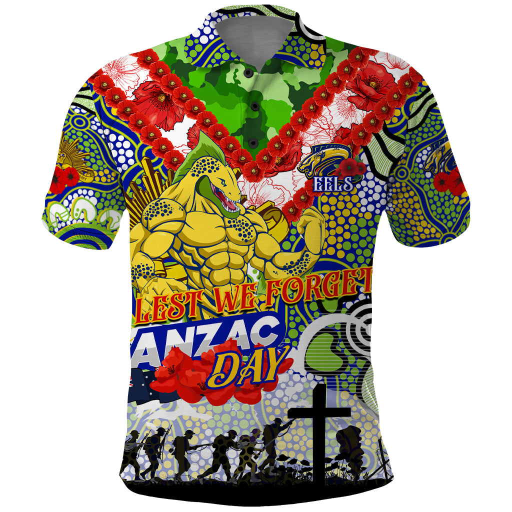 Personalised Eels ANZAC Day Polo Shirt Aboriginal Rising Sun