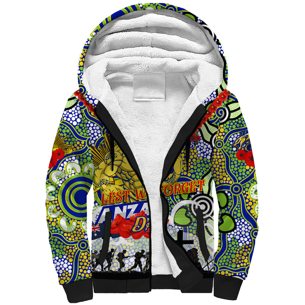 Personalised Eels ANZAC Day Sherpa Hoodie Aboriginal Rising Sun