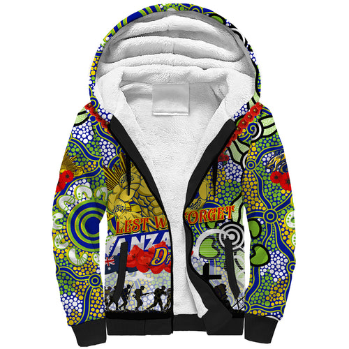 Personalised Eels ANZAC Day Sherpa Hoodie Aboriginal Rising Sun