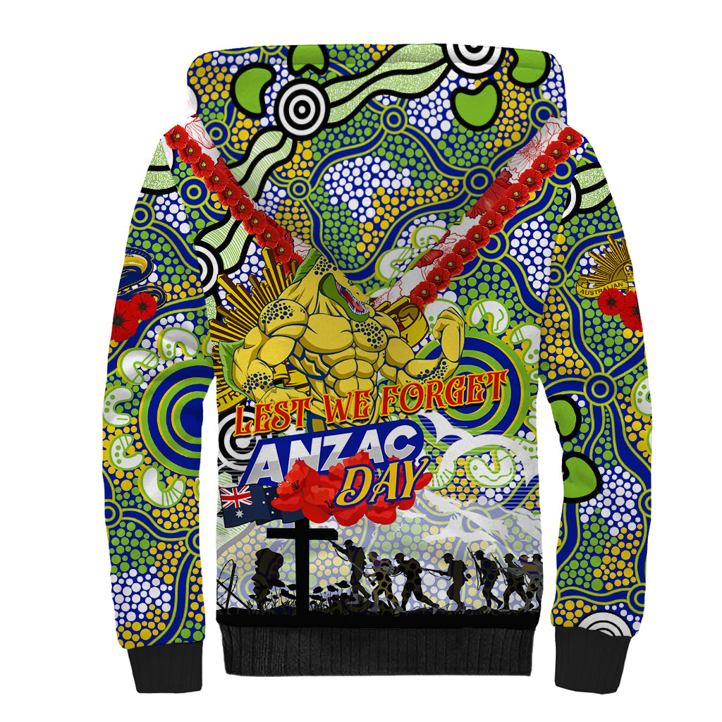 Personalised Eels ANZAC Day Sherpa Hoodie Aboriginal Rising Sun