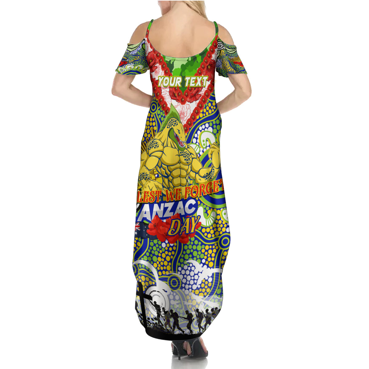 Personalised Eels ANZAC Day Summer Maxi Dress Aboriginal Rising Sun