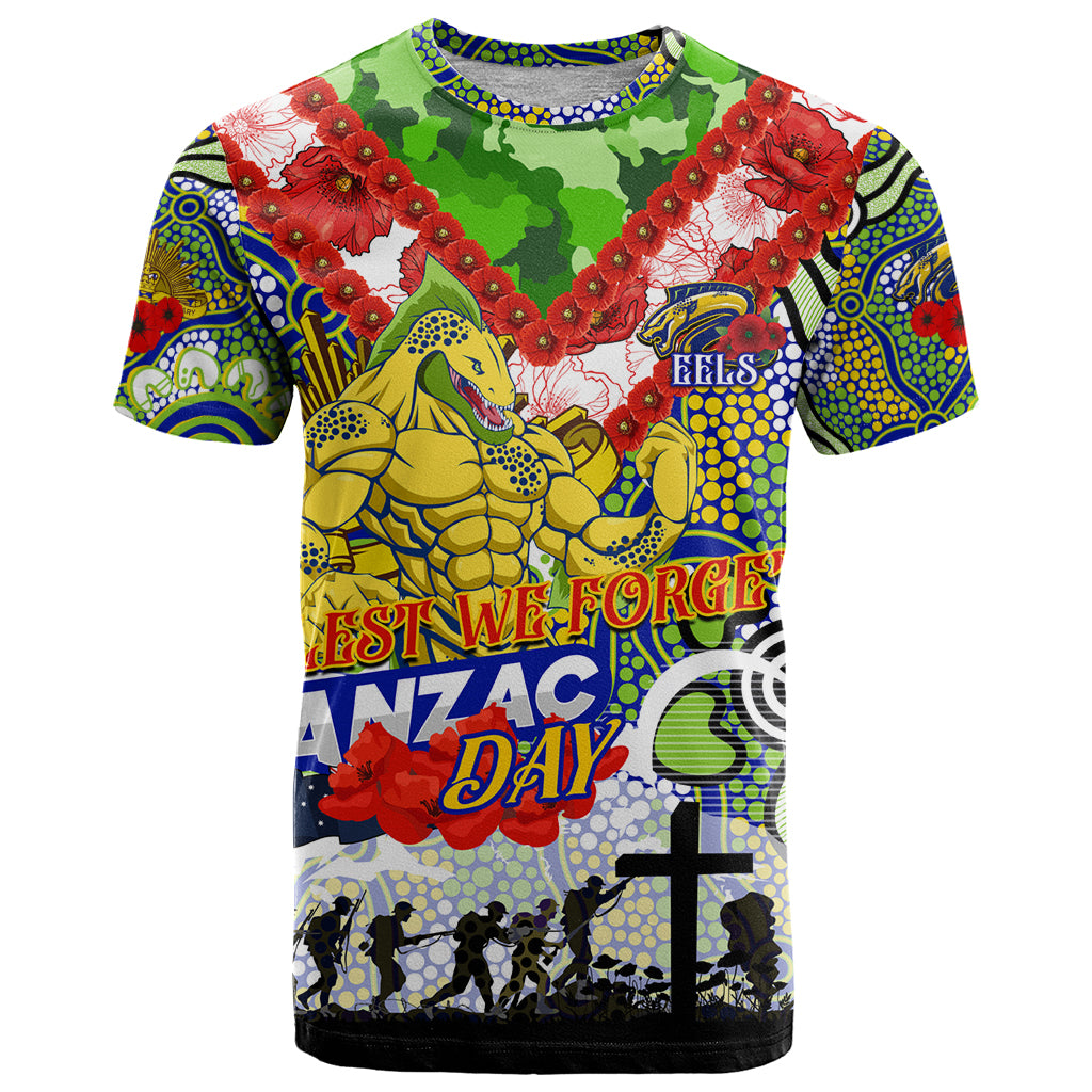 Personalised Eels ANZAC Day T Shirt Aboriginal Rising Sun