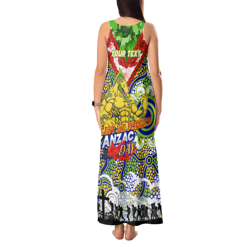 Personalised Eels ANZAC Day Tank Maxi Dress Aboriginal Rising Sun