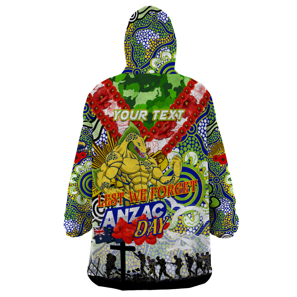 Personalised Eels ANZAC Day Wearable Blanket Hoodie Aboriginal Rising Sun