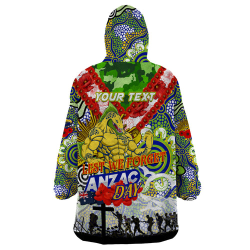 Personalised Eels ANZAC Day Wearable Blanket Hoodie Aboriginal Rising Sun
