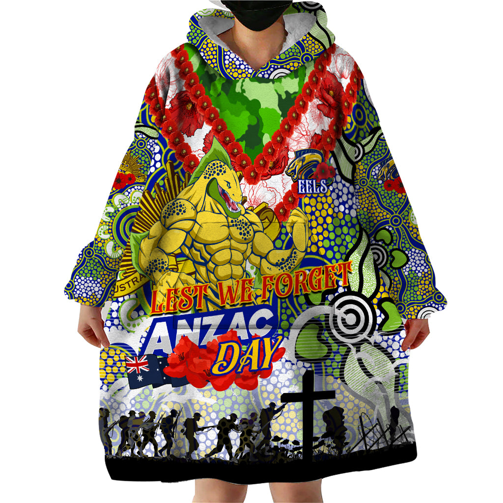 Personalised Eels ANZAC Day Wearable Blanket Hoodie Aboriginal Rising Sun