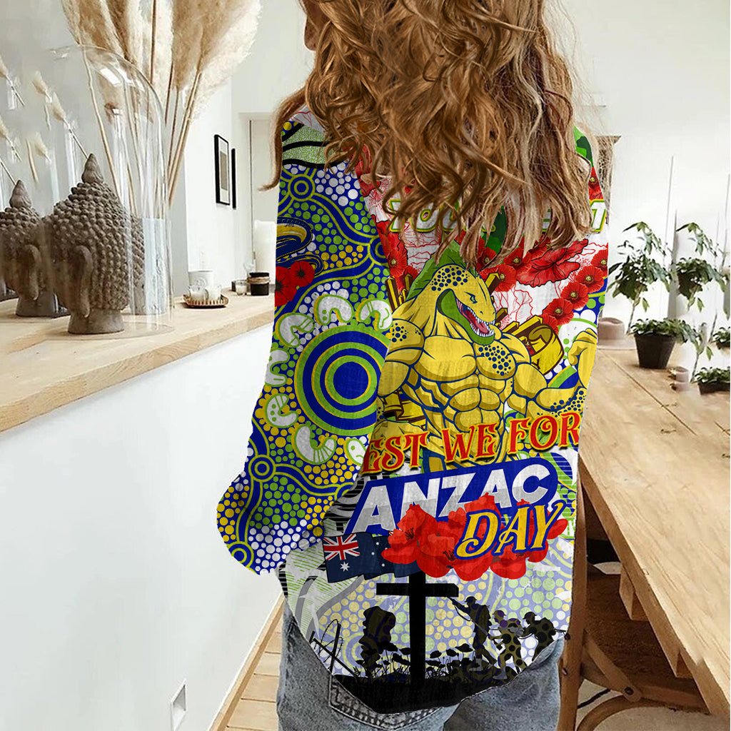Personalised Eels ANZAC Day Women Casual Shirt Aboriginal Rising Sun