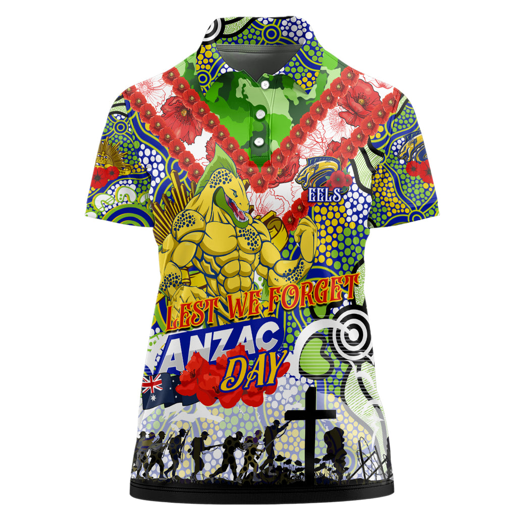 Personalised Eels ANZAC Day Women Polo Shirt Aboriginal Rising Sun