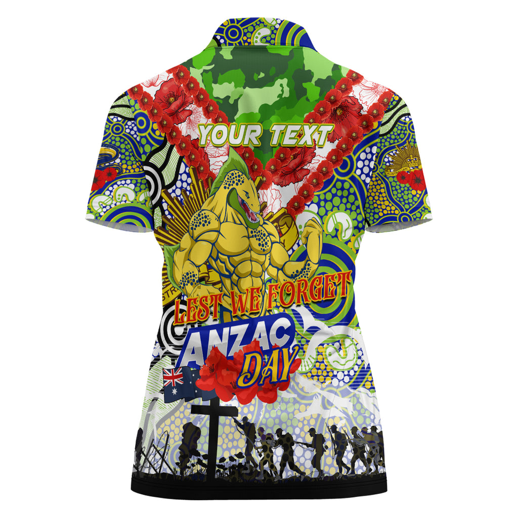 Personalised Eels ANZAC Day Women Polo Shirt Aboriginal Rising Sun