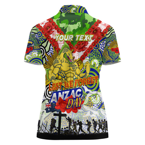 Personalised Eels ANZAC Day Women Polo Shirt Aboriginal Rising Sun
