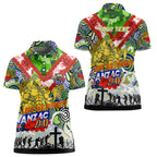 Personalised Eels ANZAC Day Women Polo Shirt Aboriginal Rising Sun