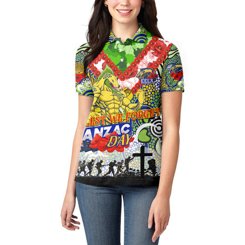 Personalised Eels ANZAC Day Women Polo Shirt Aboriginal Rising Sun