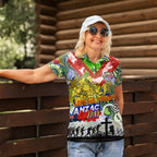 Personalised Eels ANZAC Day Women Polo Shirt Aboriginal Rising Sun