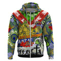 Personalised Eels ANZAC Day Zip Hoodie Aboriginal Rising Sun