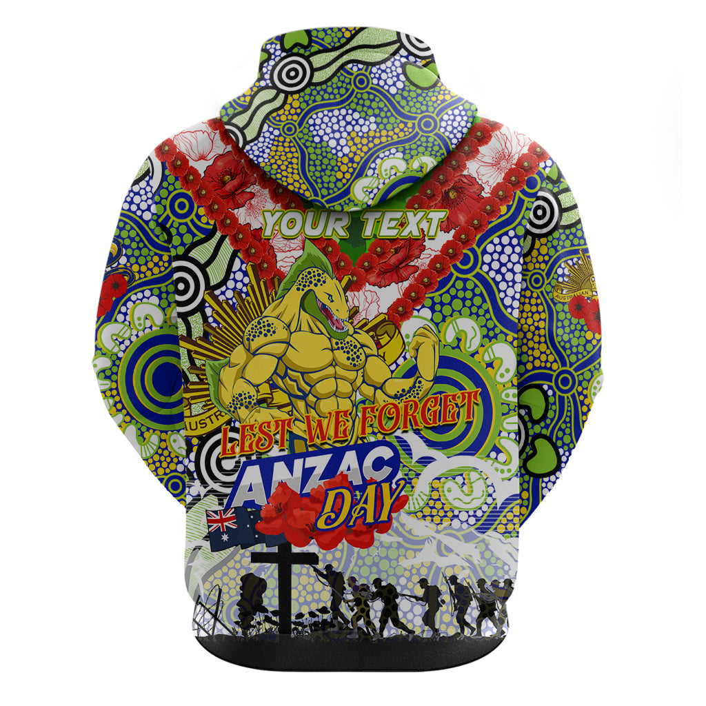 Personalised Eels ANZAC Day Zip Hoodie Aboriginal Rising Sun