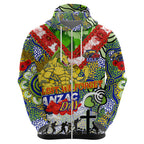 Personalised Eels ANZAC Day Zip Hoodie Aboriginal Rising Sun