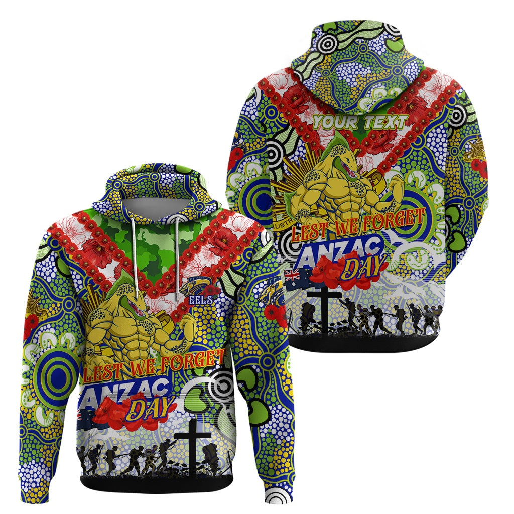 Personalised Eels ANZAC Day Zip Hoodie Aboriginal Rising Sun