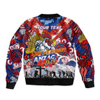 Personalised Roosters ANZAC Day Bomber Jacket Aboriginal Rising Sun