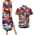 Personalised Roosters ANZAC Day Couples Matching Summer Maxi Dress and Hawaiian Shirt Aboriginal Rising Sun