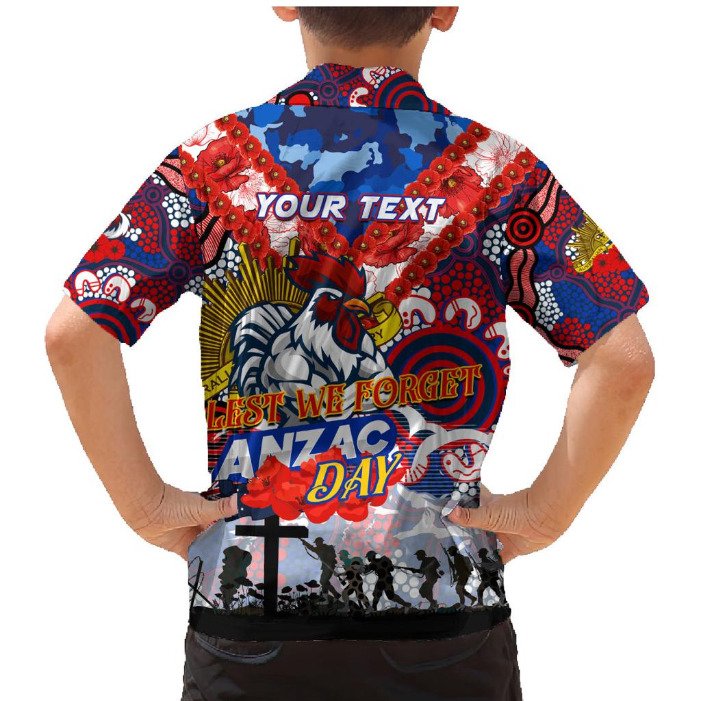 Personalised Roosters ANZAC Day Family Matching Mermaid Dress and Hawaiian Shirt Aboriginal Rising Sun