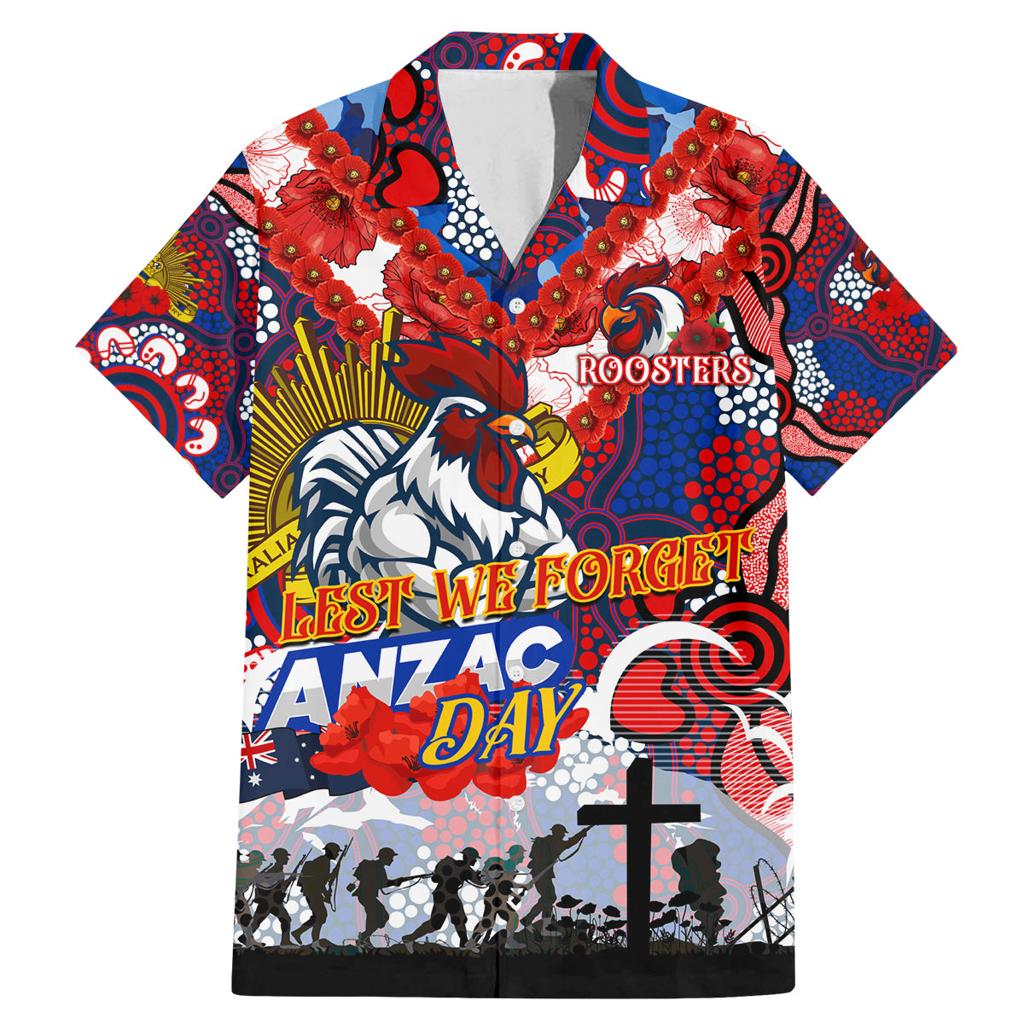 Personalised Roosters ANZAC Day Family Matching Mermaid Dress and Hawaiian Shirt Aboriginal Rising Sun