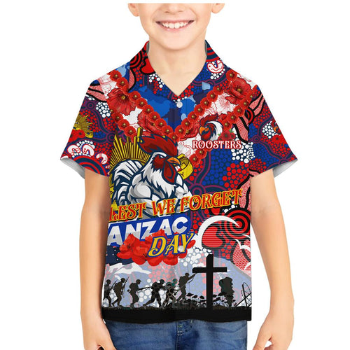 Personalised Roosters ANZAC Day Family Matching Mermaid Dress and Hawaiian Shirt Aboriginal Rising Sun