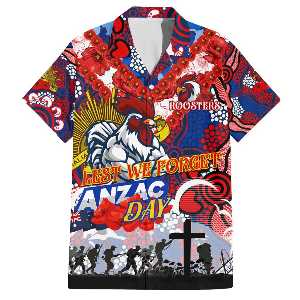 Personalised Roosters ANZAC Day Family Matching Puletasi and Hawaiian Shirt Aboriginal Rising Sun
