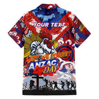 Personalised Roosters ANZAC Day Family Matching Puletasi and Hawaiian Shirt Aboriginal Rising Sun