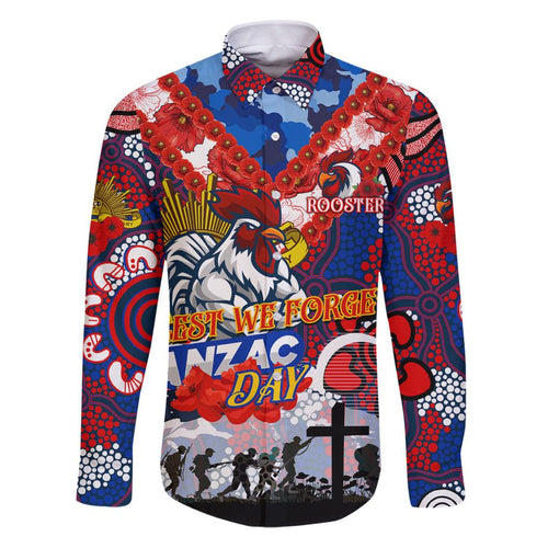 Personalised Roosters ANZAC Day Family Matching Puletasi and Hawaiian Shirt Aboriginal Rising Sun