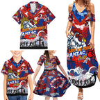 Personalised Roosters ANZAC Day Family Matching Summer Maxi Dress and Hawaiian Shirt Aboriginal Rising Sun