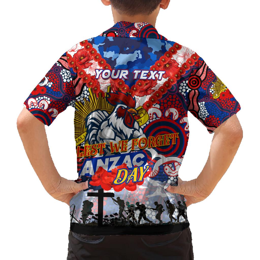 Personalised Roosters ANZAC Day Family Matching Summer Maxi Dress and Hawaiian Shirt Aboriginal Rising Sun