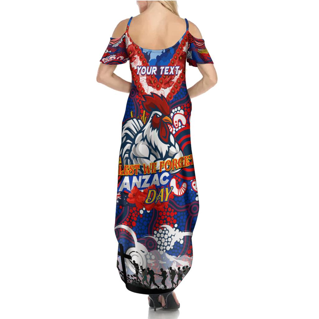 Personalised Roosters ANZAC Day Family Matching Summer Maxi Dress and Hawaiian Shirt Aboriginal Rising Sun