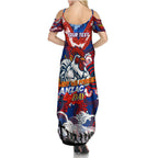 Personalised Roosters ANZAC Day Family Matching Summer Maxi Dress and Hawaiian Shirt Aboriginal Rising Sun
