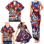 Personalised Roosters ANZAC Day Family Matching Tank Maxi Dress and Hawaiian Shirt Aboriginal Rising Sun