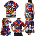 Personalised Roosters ANZAC Day Family Matching Tank Maxi Dress and Hawaiian Shirt Aboriginal Rising Sun