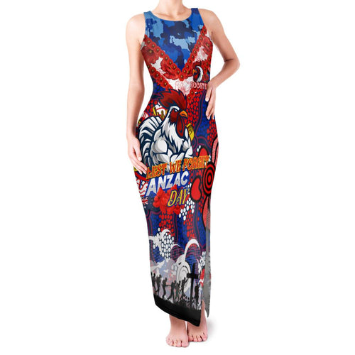 Personalised Roosters ANZAC Day Family Matching Tank Maxi Dress and Hawaiian Shirt Aboriginal Rising Sun