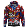 Personalised Roosters ANZAC Day Hoodie Aboriginal Rising Sun