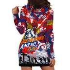 Personalised Roosters ANZAC Day Hoodie Dress Aboriginal Rising Sun