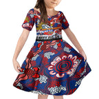 Personalised Roosters ANZAC Day Kid Short Sleeve Dress Aboriginal Rising Sun