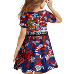 Personalised Roosters ANZAC Day Kid Short Sleeve Dress Aboriginal Rising Sun