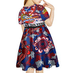 Personalised Roosters ANZAC Day Kid Short Sleeve Dress Aboriginal Rising Sun