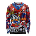 Personalised Roosters ANZAC Day Long Sleeve Shirt Aboriginal Rising Sun