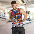 Personalised Roosters ANZAC Day Men Tank Top Aboriginal Rising Sun