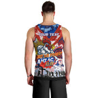 Personalised Roosters ANZAC Day Men Tank Top Aboriginal Rising Sun